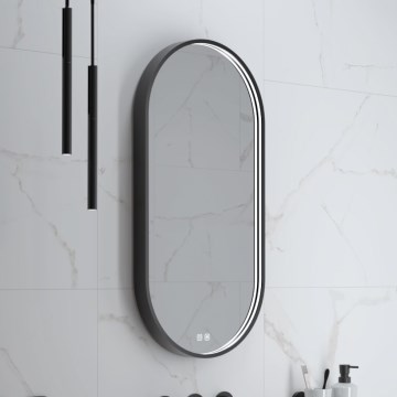 NIMCO ZPC 32002LVX-90 - Miroir LED rétroéclairé dimmable pour salle de bains LED/25W/230V 3000-6500K 80x40 cm noir mat IP44