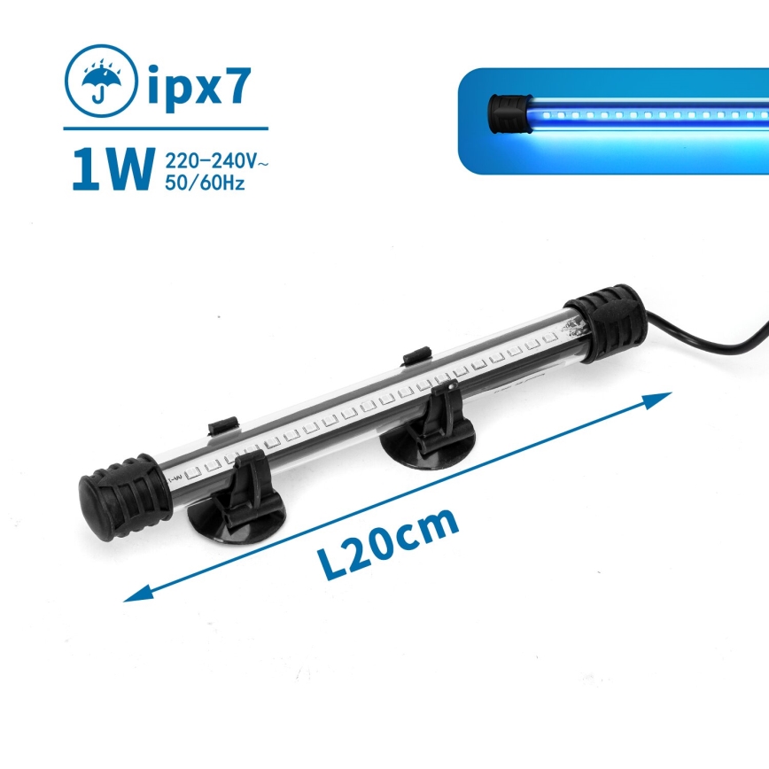 Nobleza - Éclairage LED pour aquarium 1W/230V IPX7 20 cm