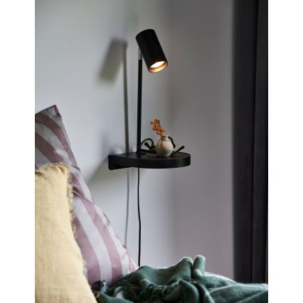 Nordlux - Applique murale avec tablette CODY 1xGU10/15W/230V noire