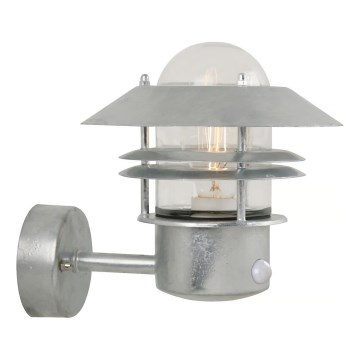 Nordlux - Applique murale extérieure avec détecteur BLOKHUS 1xE27/60W/230V IP54 argent