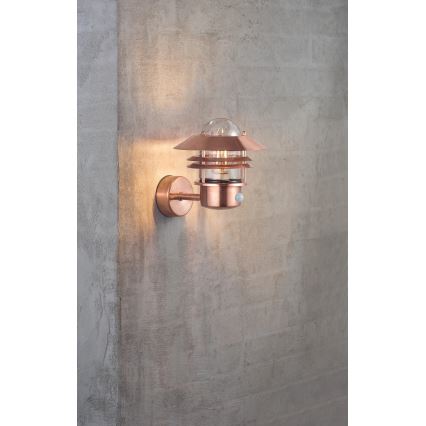 Nordlux - Applique murale extérieure avec détecteur BLOKHUS 1xE27/60W/230V IP54 cuivre