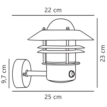 Nordlux - Applique murale extérieure avec détecteur BLOKHUS 1xE27/60W/230V IP54 noir