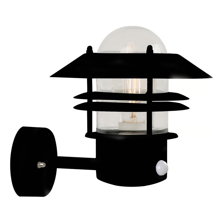 Nordlux - Applique murale extérieure avec détecteur BLOKHUS 1xE27/60W/230V IP54 noir