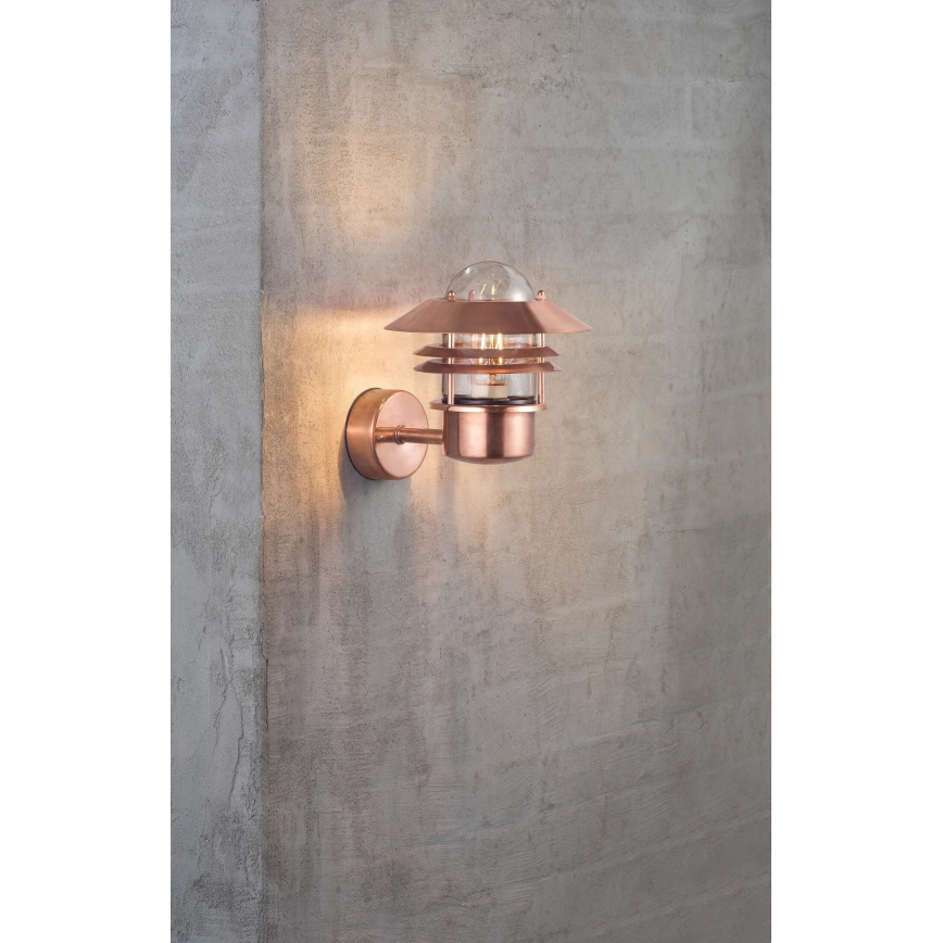 Nordlux - Applique murale extérieure BLOKHUS 1xE27/60W/230V IP54 cuivre
