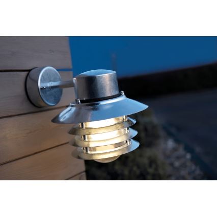 Nordlux - Applique murale extérieure VEJERS 1xE27/60W/230V IP54 argentée