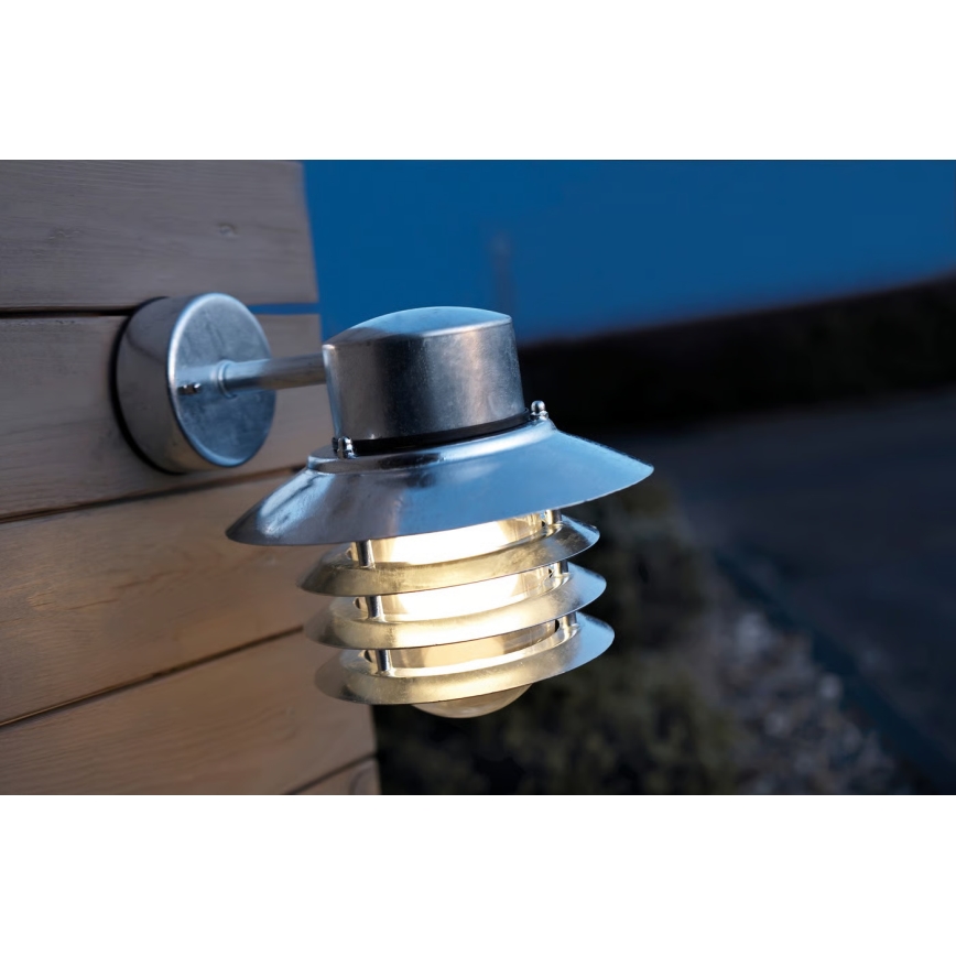 Nordlux - Applique murale extérieure VEJERS 1xE27/60W/230V IP54 argentée