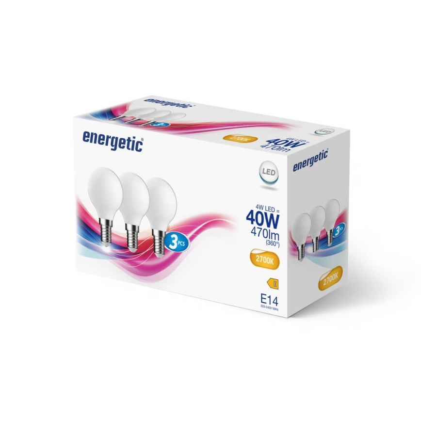 Nordlux - Lot de 3 ampoules LED G45 E14, 4W, 230V, 2700K