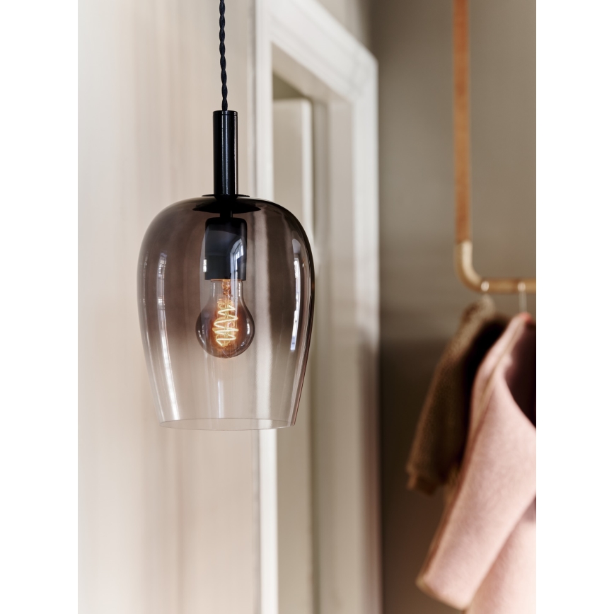 Nordlux - Suspension sur câble UMA 1xE27/40W/230V Ø 18 cm noir/fumé