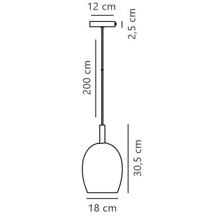 Nordlux - Suspension sur câble UMA 1xE27/40W/230V Ø 18 cm noir/fumé