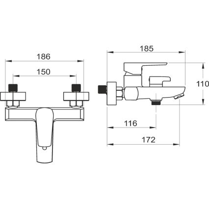 Novaservis - Ensemble pour baignoire avec mitigeur METALIA noir