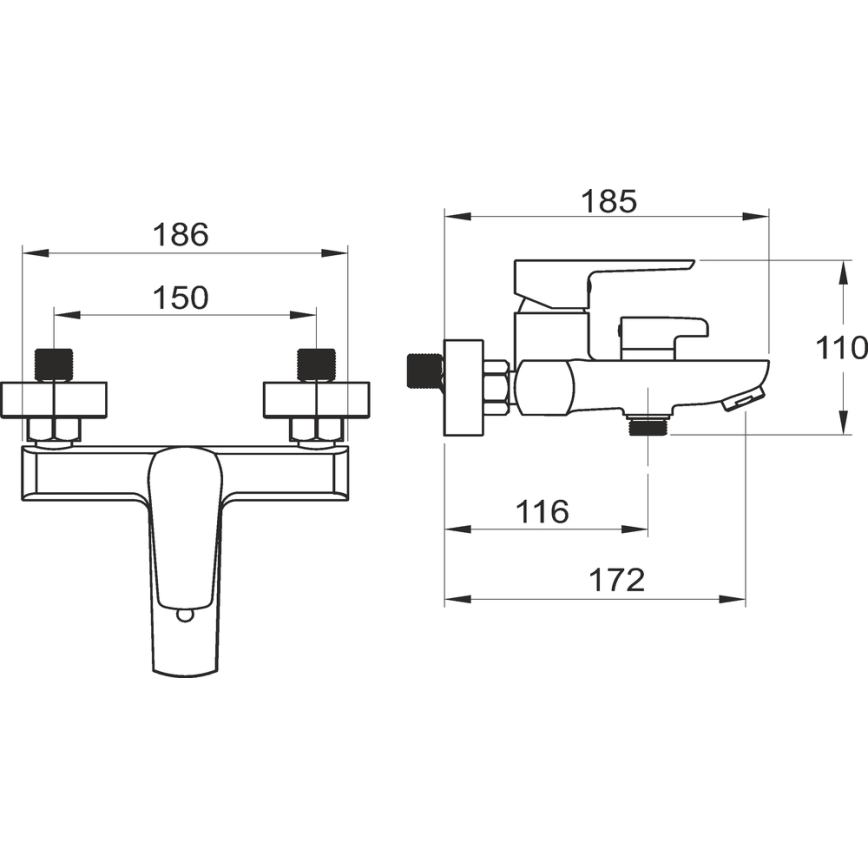 Novaservis - Ensemble pour baignoire avec mitigeur METALIA noir