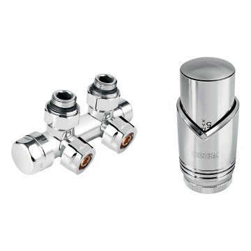 Novaservis - Ensemble pour radiateurs à raccordement central d'angle, chrome brillant