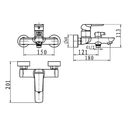 Novaservis - Mitigeur de baignoire NOBLESS TINA chrome brillant