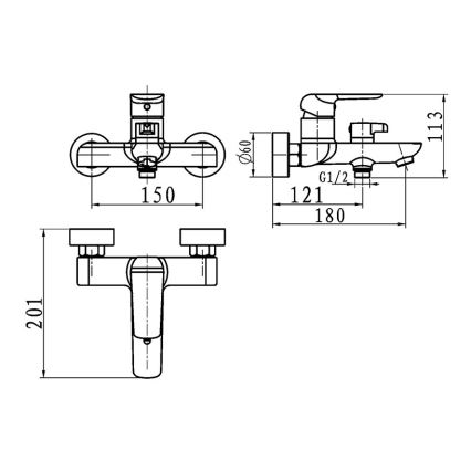 Novaservis - Mitigeur pour baignoire NOBLESS TINA noir