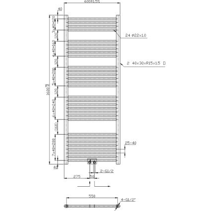 Novaservis - Radiateur sèche-serviettes de salle de bains 544W/230V 160x60 cm chrome brillant droit