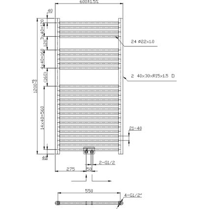 Novaservis - Radiateur sèche-serviettes pour salle de bains 423W/230V 120x60 cm chrome brillant droit