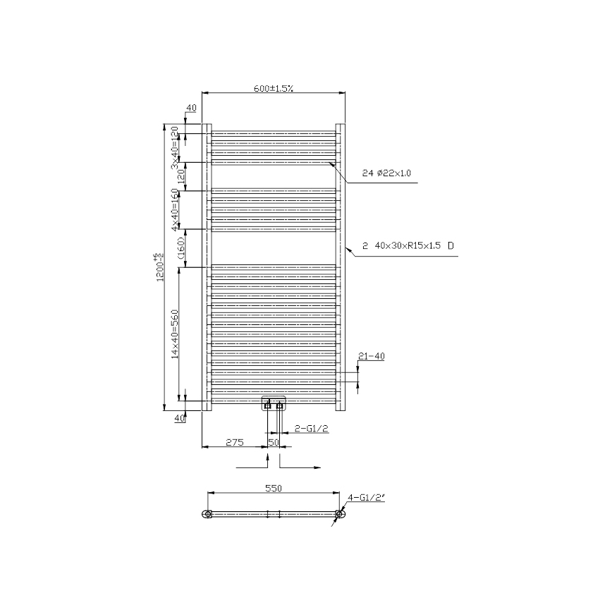 Novaservis - Radiateur sèche-serviettes pour salle de bains 423W/230V 120x60 cm chrome brillant droit
