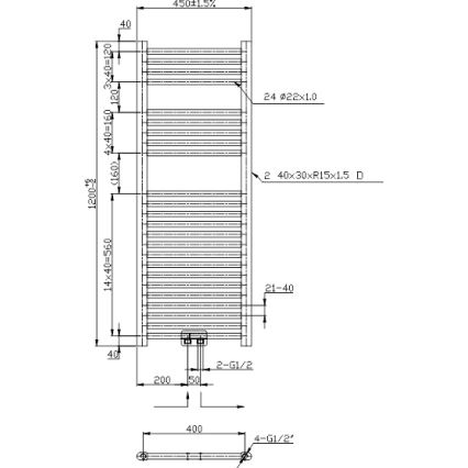 Novaservis - Radiateur sèche-serviettes pour salle de bains 490W/230V 120x45 cm noir droit