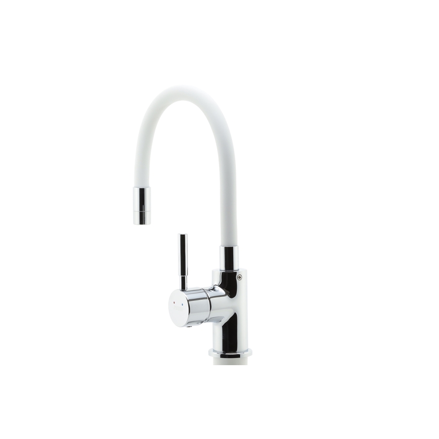 Novaservis - Robinet d'évier avec bras flexible chrome brillant/blanc