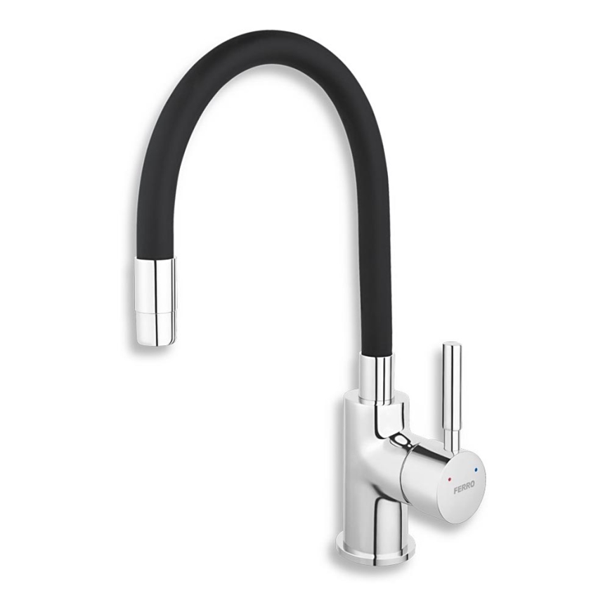 Novaservis - Robinet d'évier avec bras flexible chrome brillant/mat noir