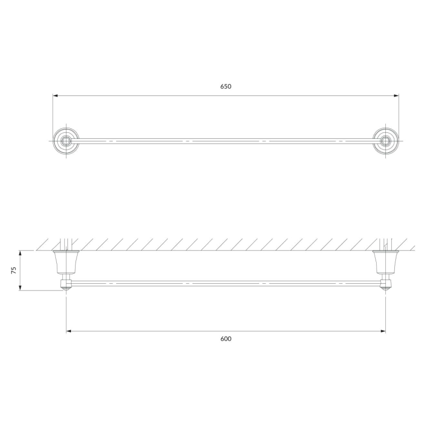 OMNIRES AL53216CR - Porte-serviettes mural ART LINE 65 cm chrome brillant