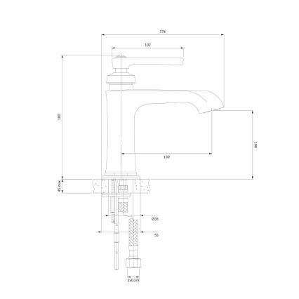 OMNIRES AM5210CR - Robinet de lavabo ARMANCE 18 cm chrome brillant