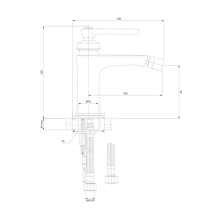 OMNIRES AM5220CR - Robinet de bidet ARMANCE 16 cm chrome brillant