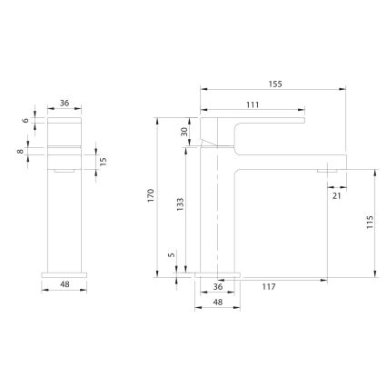 OMNIRES BA7810BL - Mitigeur de lavabo BARETTI 17 cm noir mat