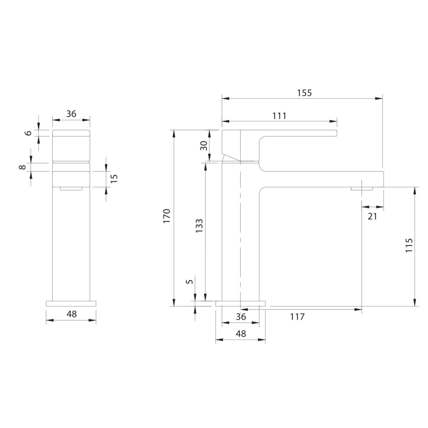 OMNIRES BA7810BL - Mitigeur de lavabo BARETTI 17 cm noir mat