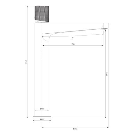 OMNIRES CT8012CPB - Mitigeur de lavabo CONTOUR 31,2 cm, finition cuivre brossé