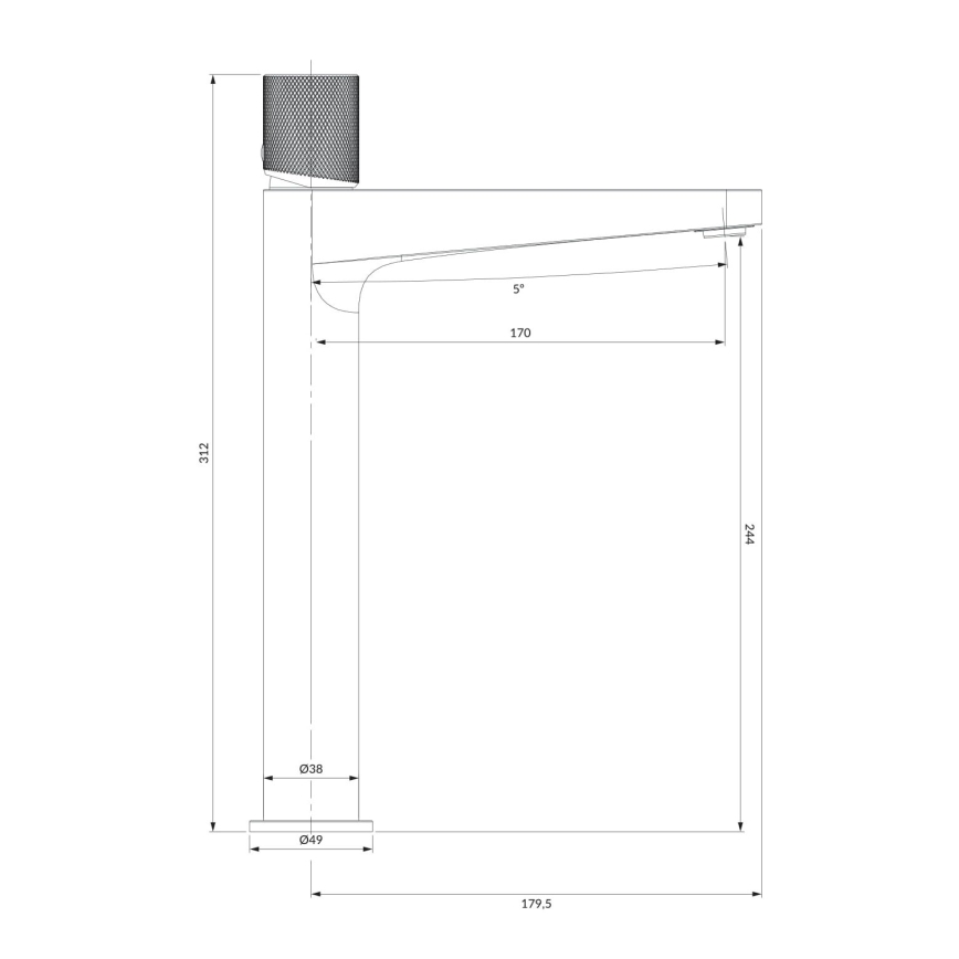 OMNIRES CT8012CR - Robinet de lavabo CONTOUR 31,2 cm chrome brillant