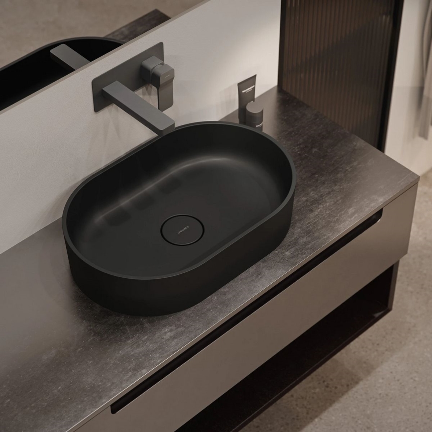 OMNIRES OVOUNBLV - Vasque à poser OVO 55x36 cm dolomite/mat noir lave