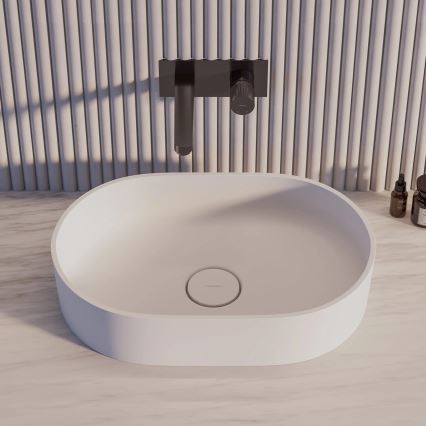 OMNIRES OVOUNBM - Lavabo à poser OVO 55 x 36 cm, dolomite, blanc mat