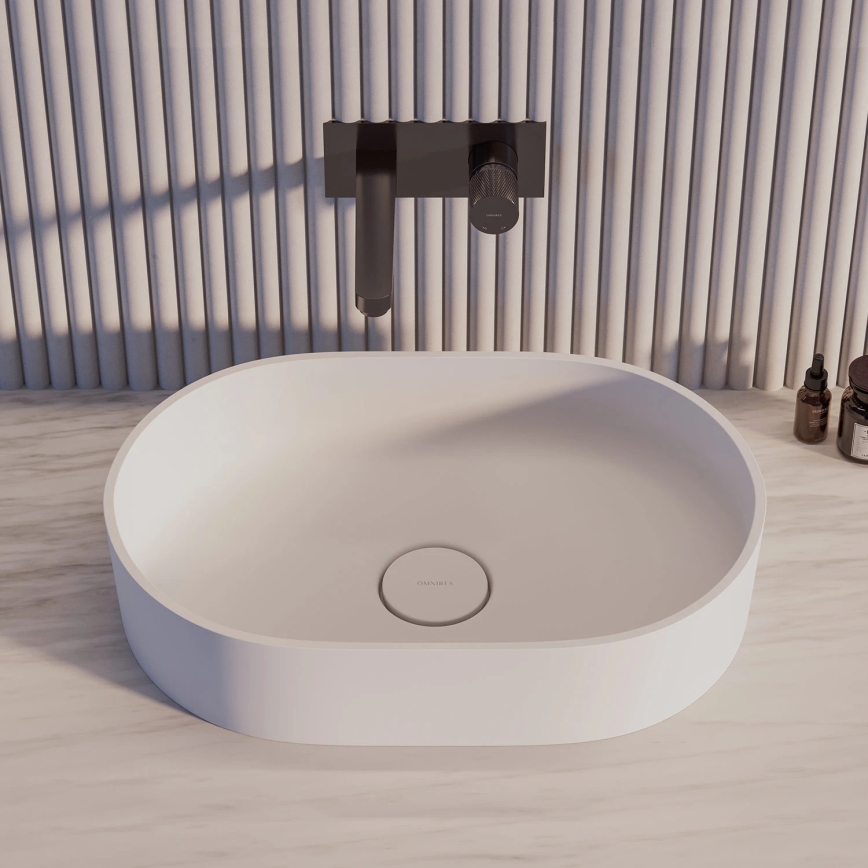 OMNIRES OVOUNBM - Vasque à poser OVO 55x36 cmdolomit/blanc mat