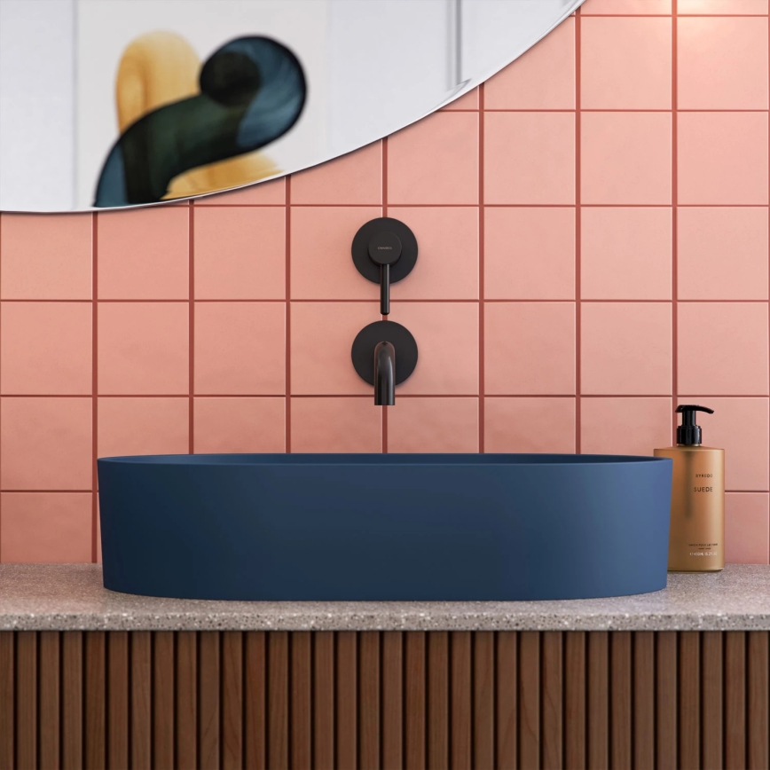 OMNIRES OVOUNMB - Lavabo à poser OVO 55x36 cm dolomite/bleu minuit mat