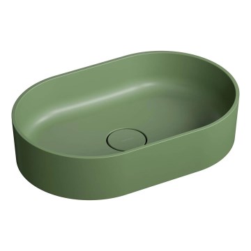 OMNIRES OVOUNOL - Vasque à poser OVO 55x36 cm dolomite/olive mate
