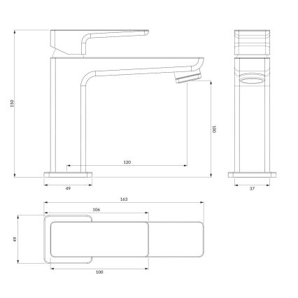 OMNIRES PM7410GR - Mitigeur pour lavabo PARMA 15 cm graphite brossé
