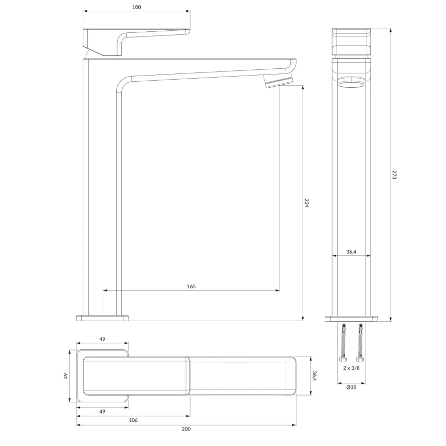 OMNIRES PM7412BL - Robinet de lavabo PARMA 27,3 cm mat noir