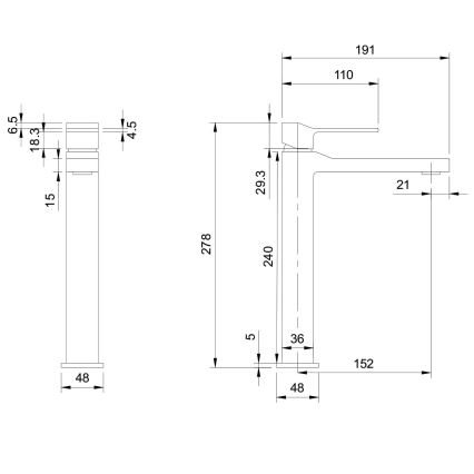 OMNIRES SL7712GR - Robinet de lavabo SLIDE 27,8 cm brossé graphite