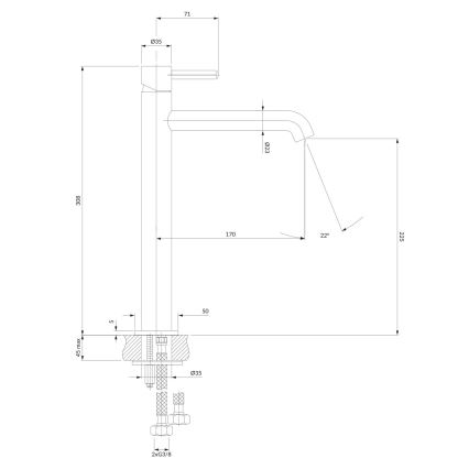 OMNIRES Y1212BL - Robinet de lavabo Y 30,8 cm semi-mat noir