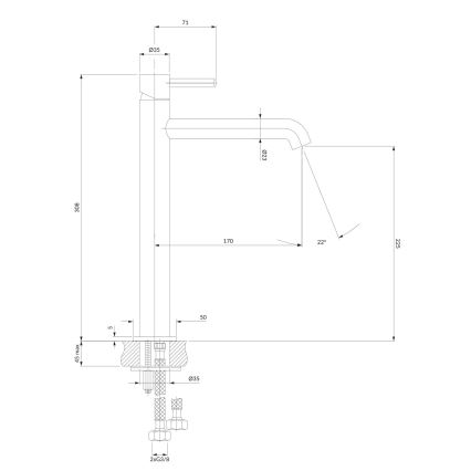 OMNIRES Y1212CP - Robinet de lavabo Y 30,8 cm brillant cuivre