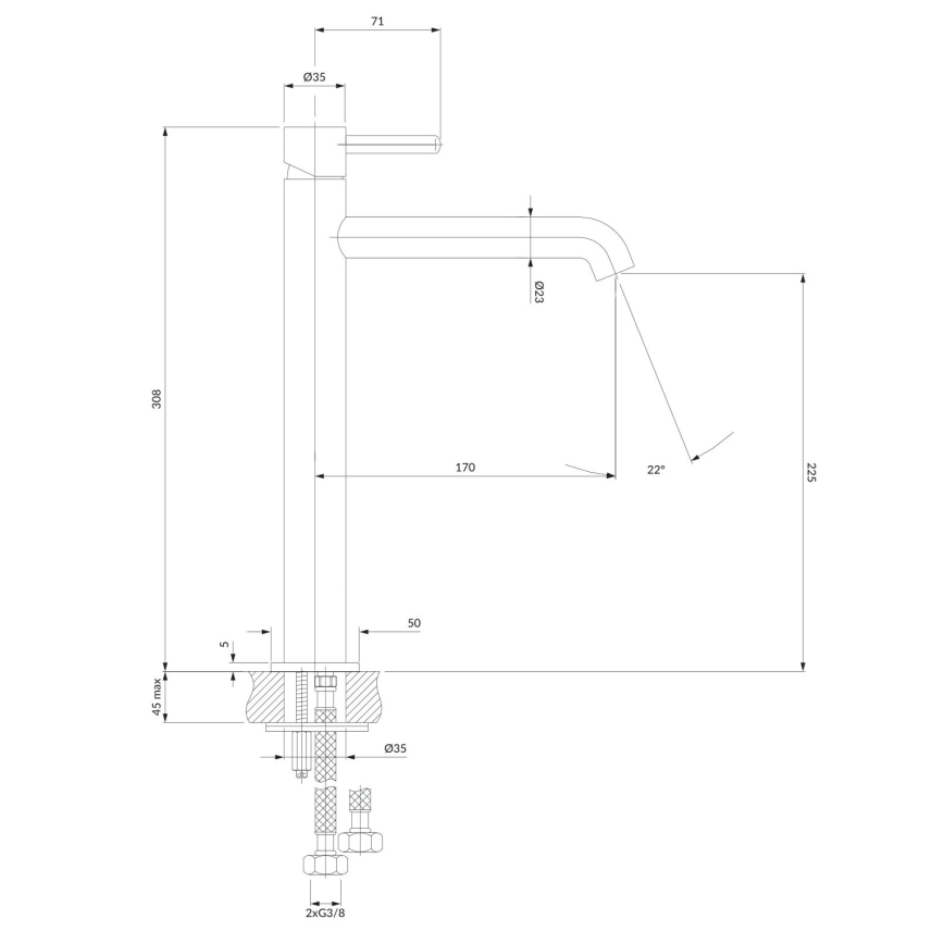 OMNIRES Y1212NI - Robinet de lavabo Y 30,8 cm brossé nickel