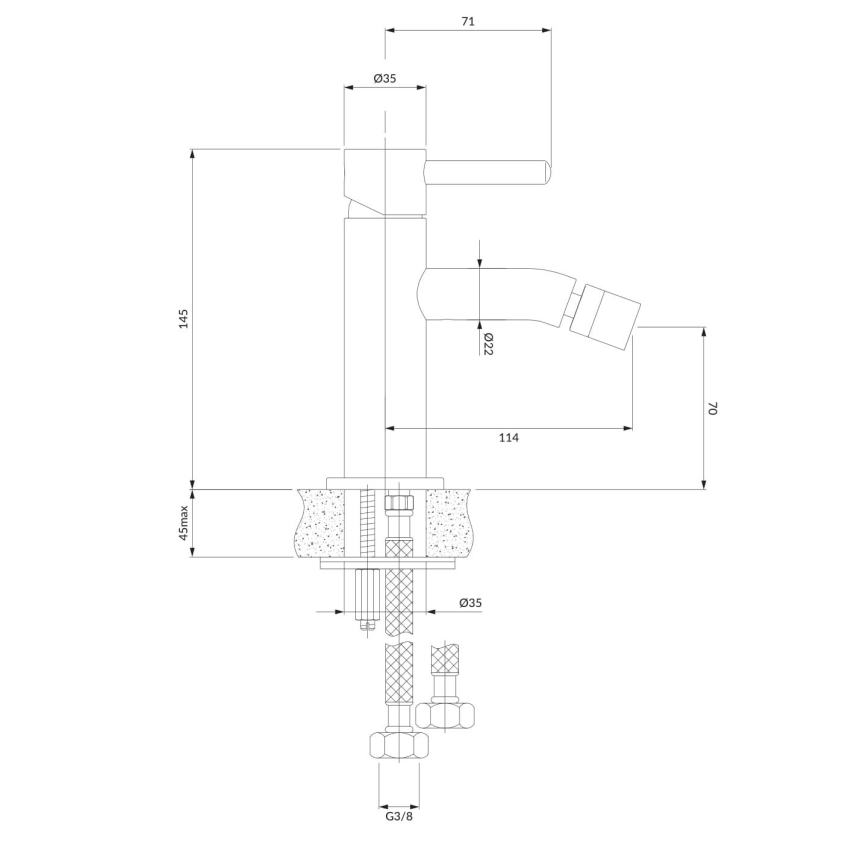OMNIRES Y1220GLB - Robinet de bidet Y 14,5 cm poli doré