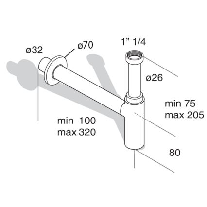 Omp tea - Siphon pour lavabo MINITOTI DN32 noir mat