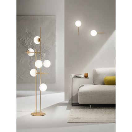 Ondaluce - Lampadaire JEWEL 6xE14/10W/230V 166 cm doré/blanc