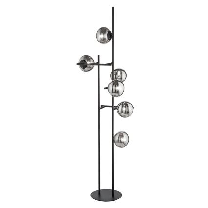 Ondaluce - Lampadaire JEWEL 6xE14/10W/230V 166 cm noir/noir fumé