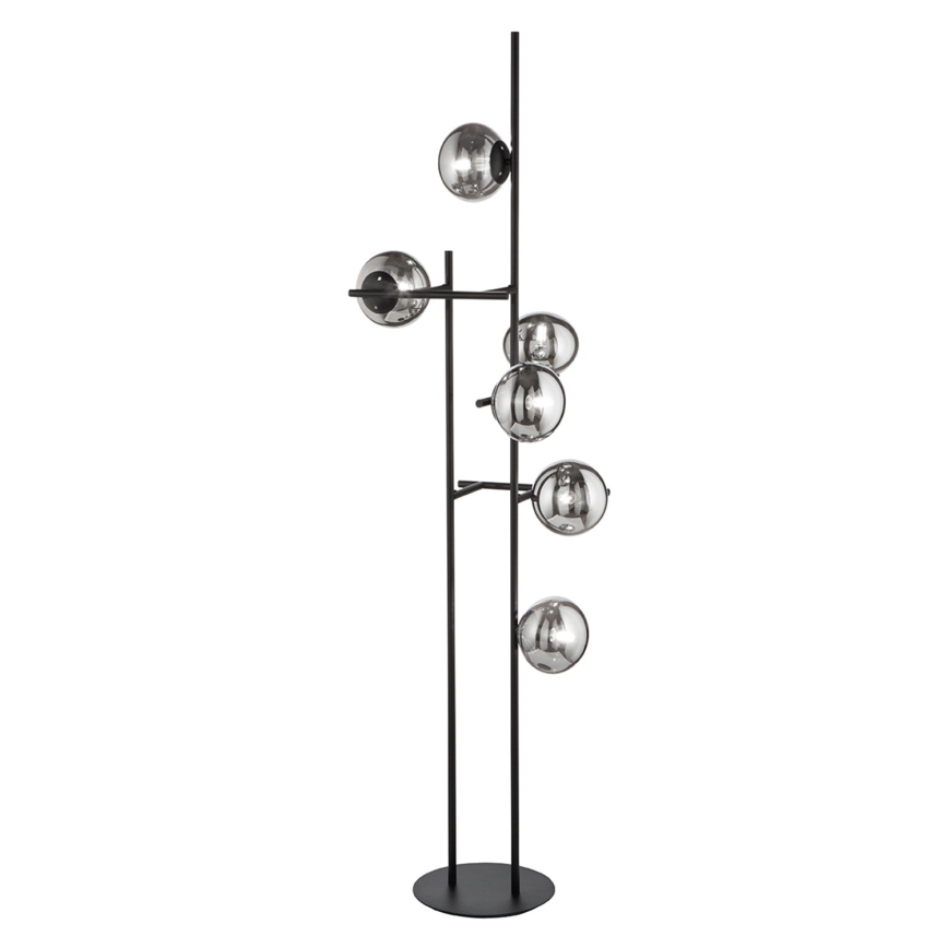 Ondaluce - Lampadaire JEWEL 6xE14/10W/230V 166 cm noir/noir fumé