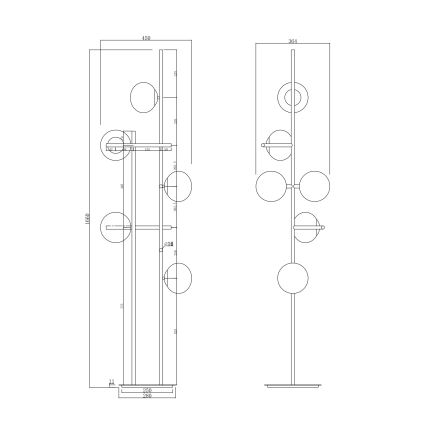 Ondaluce - Lampadaire JEWEL 6xE14/10W/230V 166 cm noir/noir fumé