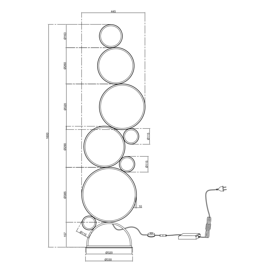 Ondaluce - Lampadaire LED dimmable POIS LED/52W/230V 160 cm argenté