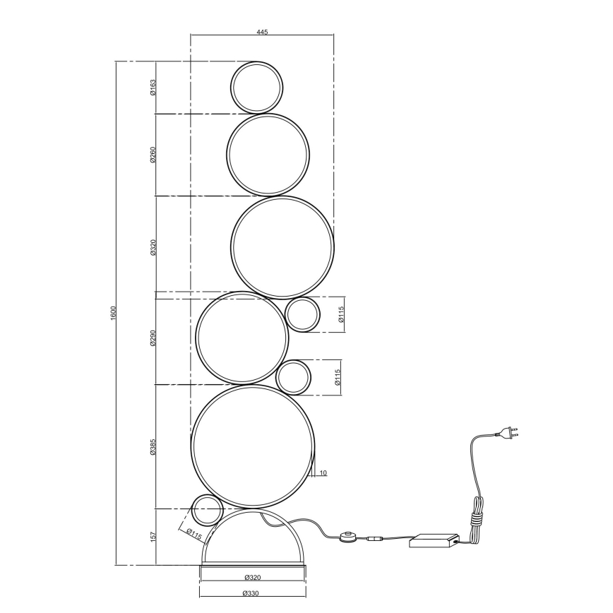 Ondaluce - Lampadaire LED dimmable POIS LED/52W/230V 160 cm doré